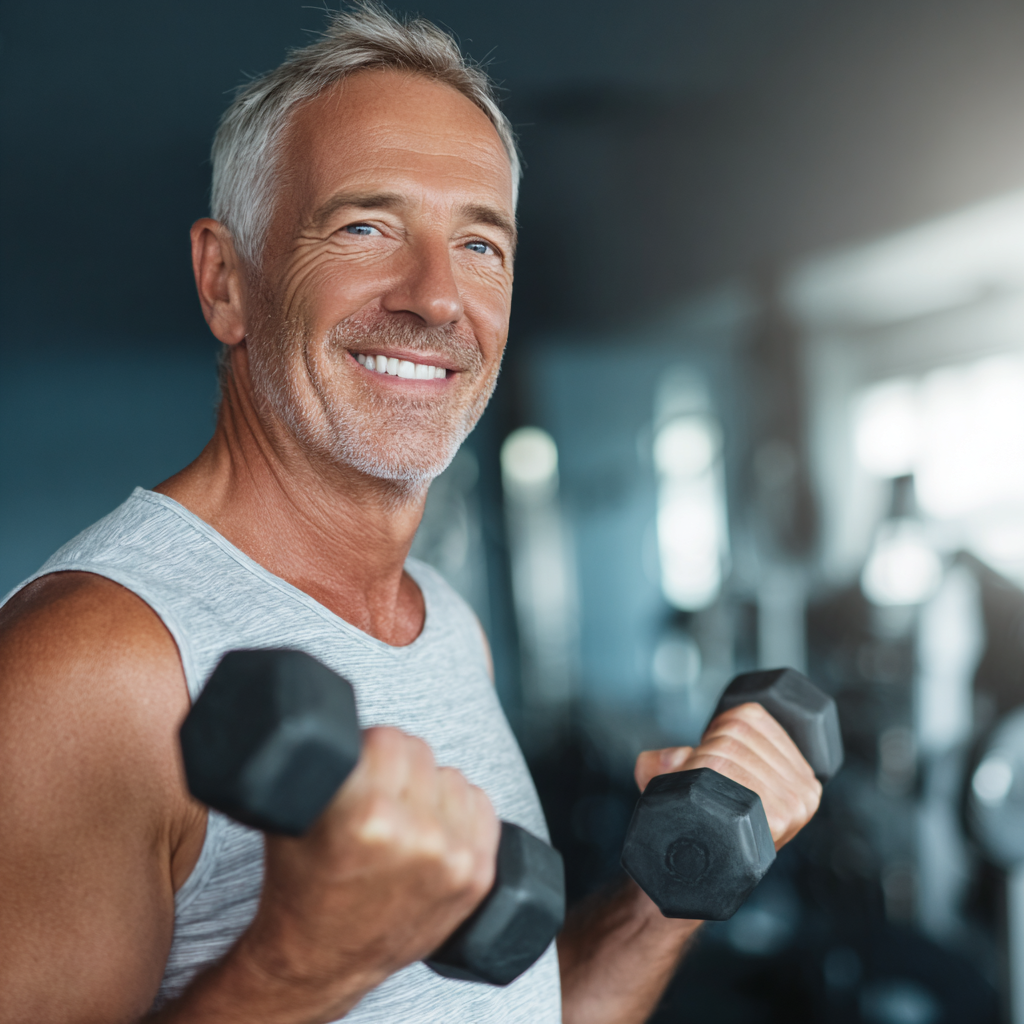 Mature adult enjoying active lifestyle and fitness training